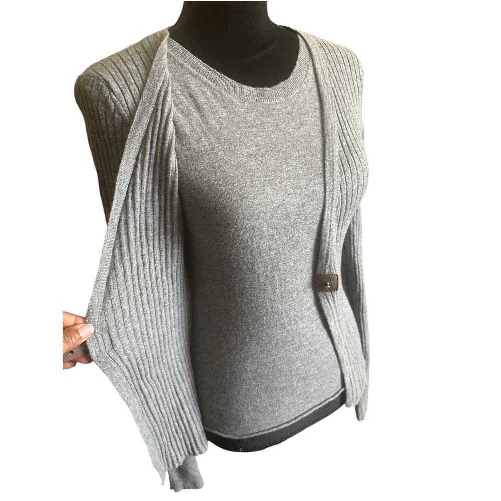 Perserico Tricot Italian 100% fleece wool Gray Sweater and cardigan Small